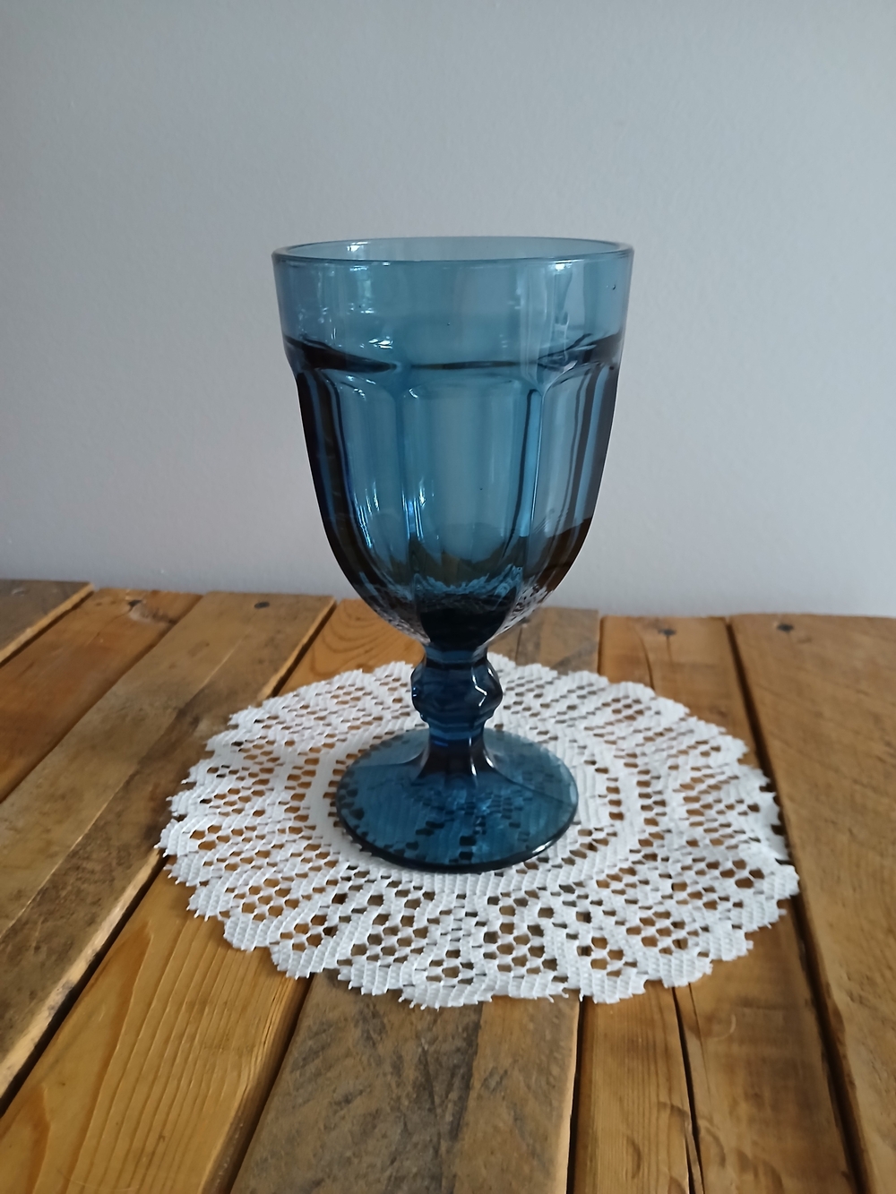 Vintage Libbey Duratuff Gibraltar Dusky Blue Water Goblet / Wine Glass